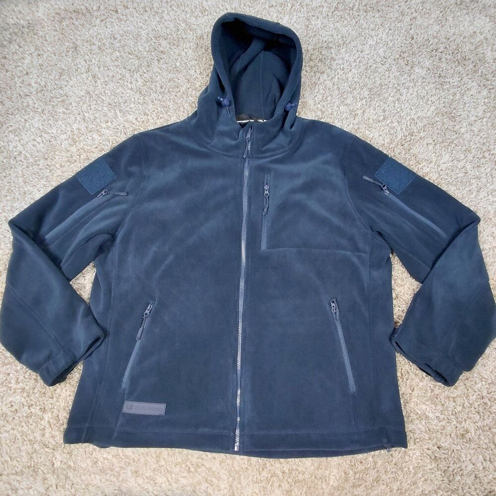 BAERSkin Tactical Jacket Mens XL Blue Hooded Full Zip Fleece BAER Skin 4